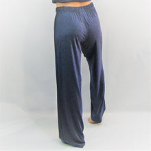 Load image into Gallery viewer, Denim blue women's pant made from bamboo and cotton. Wide leg and high waisted. Cut and sewn in Canada.
