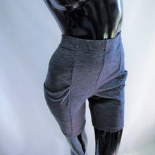 Load image into Gallery viewer, bike shorts made with grey black heather material on a manikin