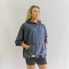 Load image into Gallery viewer, Denim blue bamboo cotton hoodie with a roomy cut. Made in Canada.
