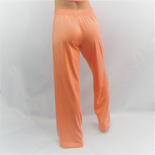 Load image into Gallery viewer, Coral coloured bamboo cotton women&#39;s lounge pant. High waisted and  roomy leg cut. Made in Canada.