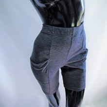 Load image into Gallery viewer, bike shorts made with grey black heather material on a manikin  