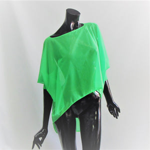 lime green mesh shrug, short in the front and long to cover your butt.