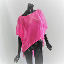 Load image into Gallery viewer, hot pink mesh sun cover up.